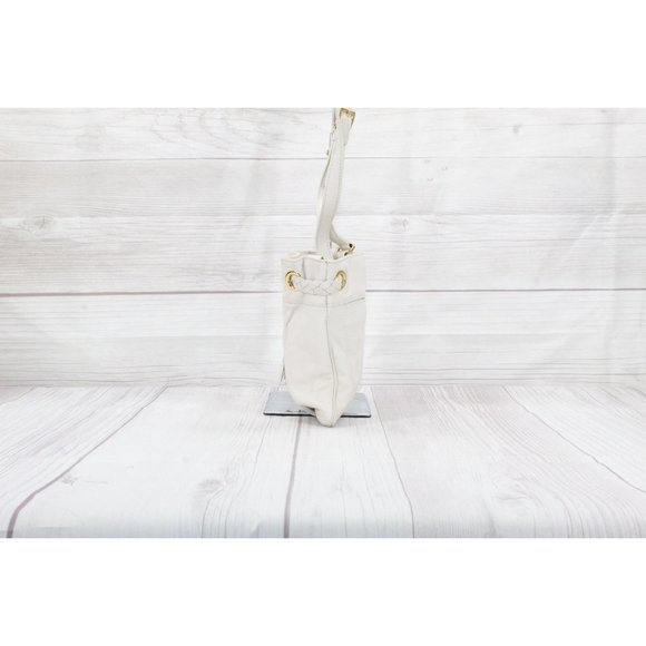 Michael Michael Kors White Soft Leather Braided Grommet Tassel Crossbody - Picture 3 of 9